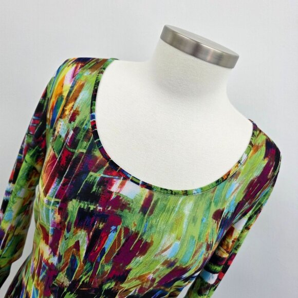 Milano Tunic Top Womens Size M Multicolor Abstract Print Scoop Neck Artsy Retro - Picture 4 of 13